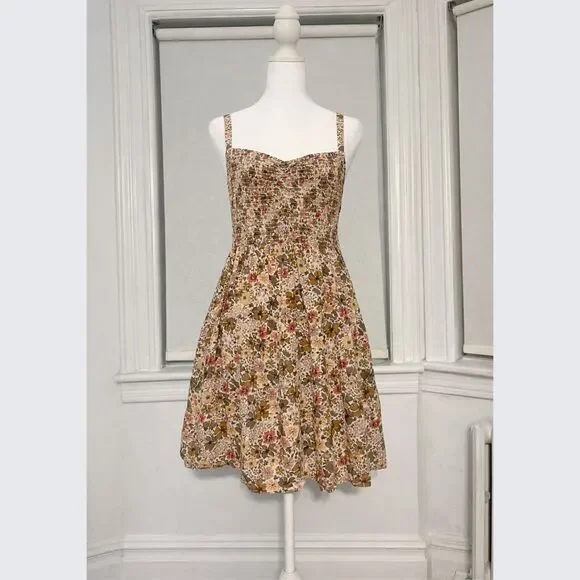 Madewell Floral Smocked Mini Dress XXL Cottagecore Fit & Flare - Picture 2 of 5